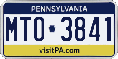 PA license plate MTO3841