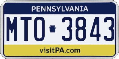 PA license plate MTO3843