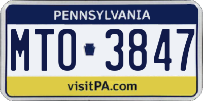 PA license plate MTO3847