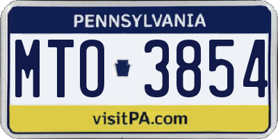 PA license plate MTO3854