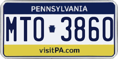 PA license plate MTO3860