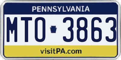 PA license plate MTO3863