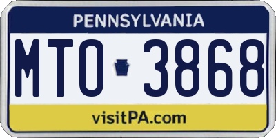 PA license plate MTO3868