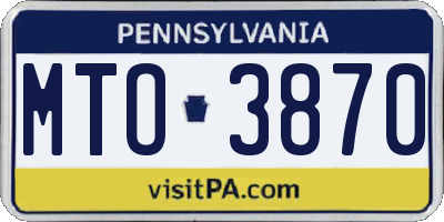 PA license plate MTO3870