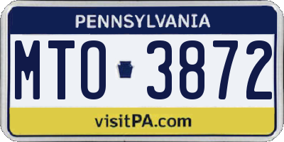 PA license plate MTO3872
