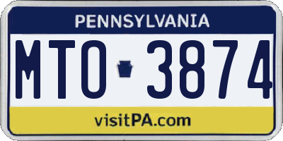 PA license plate MTO3874