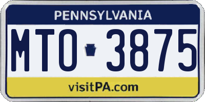 PA license plate MTO3875