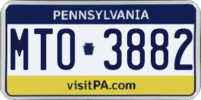 PA license plate MTO3882