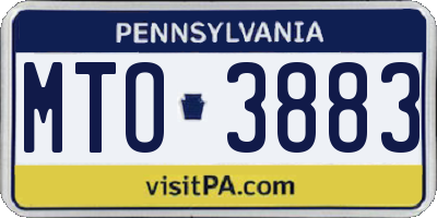 PA license plate MTO3883