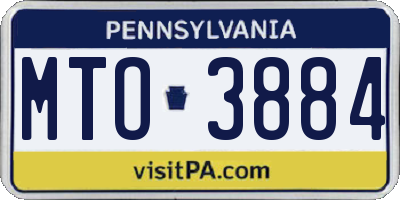 PA license plate MTO3884