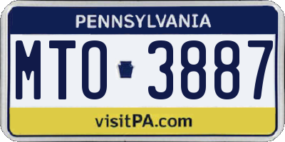 PA license plate MTO3887
