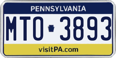 PA license plate MTO3893