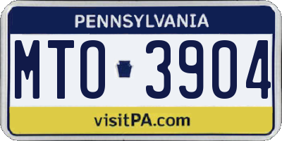 PA license plate MTO3904