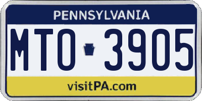 PA license plate MTO3905