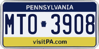 PA license plate MTO3908