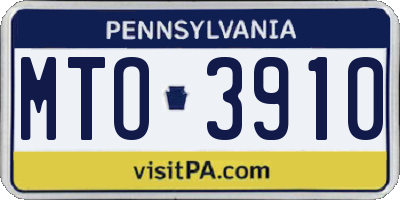 PA license plate MTO3910