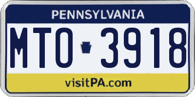 PA license plate MTO3918