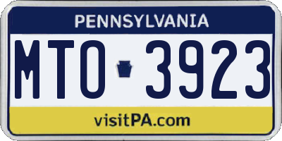 PA license plate MTO3923