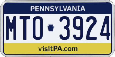 PA license plate MTO3924