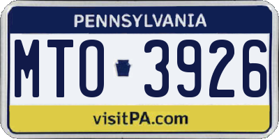 PA license plate MTO3926