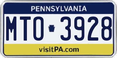 PA license plate MTO3928