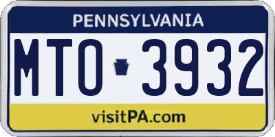 PA license plate MTO3932