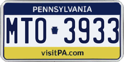 PA license plate MTO3933