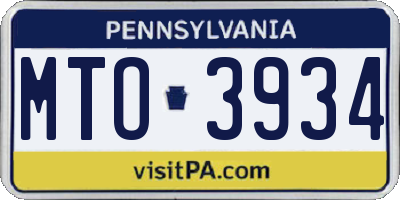 PA license plate MTO3934