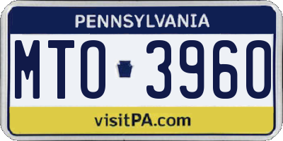 PA license plate MTO3960