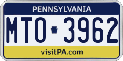 PA license plate MTO3962