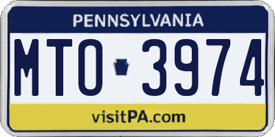 PA license plate MTO3974