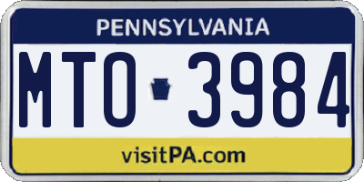 PA license plate MTO3984
