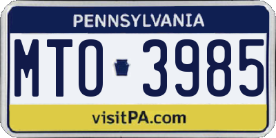 PA license plate MTO3985