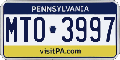 PA license plate MTO3997