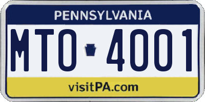 PA license plate MTO4001