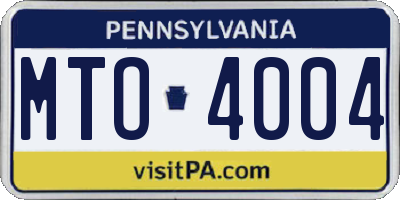 PA license plate MTO4004