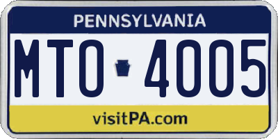 PA license plate MTO4005