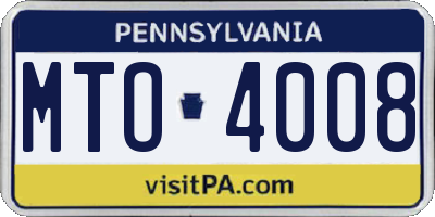 PA license plate MTO4008