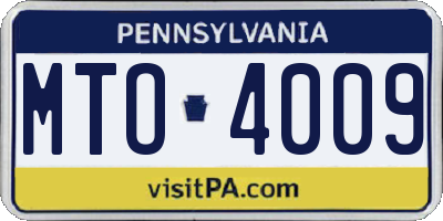 PA license plate MTO4009