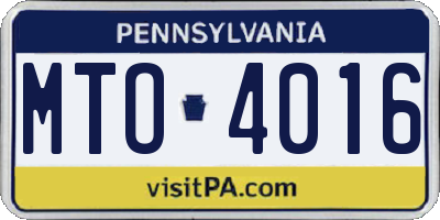 PA license plate MTO4016
