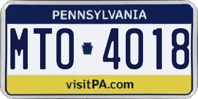 PA license plate MTO4018