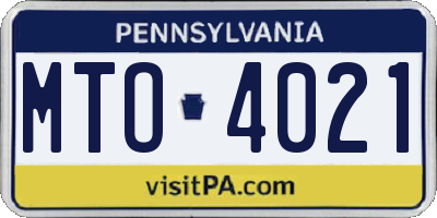 PA license plate MTO4021