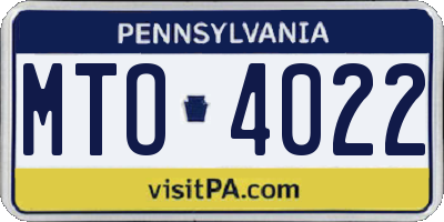 PA license plate MTO4022