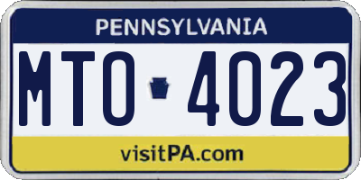 PA license plate MTO4023