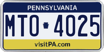 PA license plate MTO4025