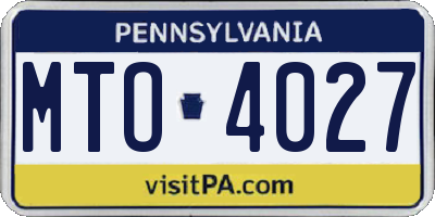 PA license plate MTO4027