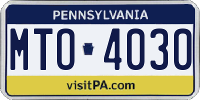 PA license plate MTO4030