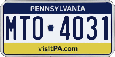 PA license plate MTO4031