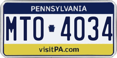 PA license plate MTO4034