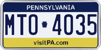 PA license plate MTO4035